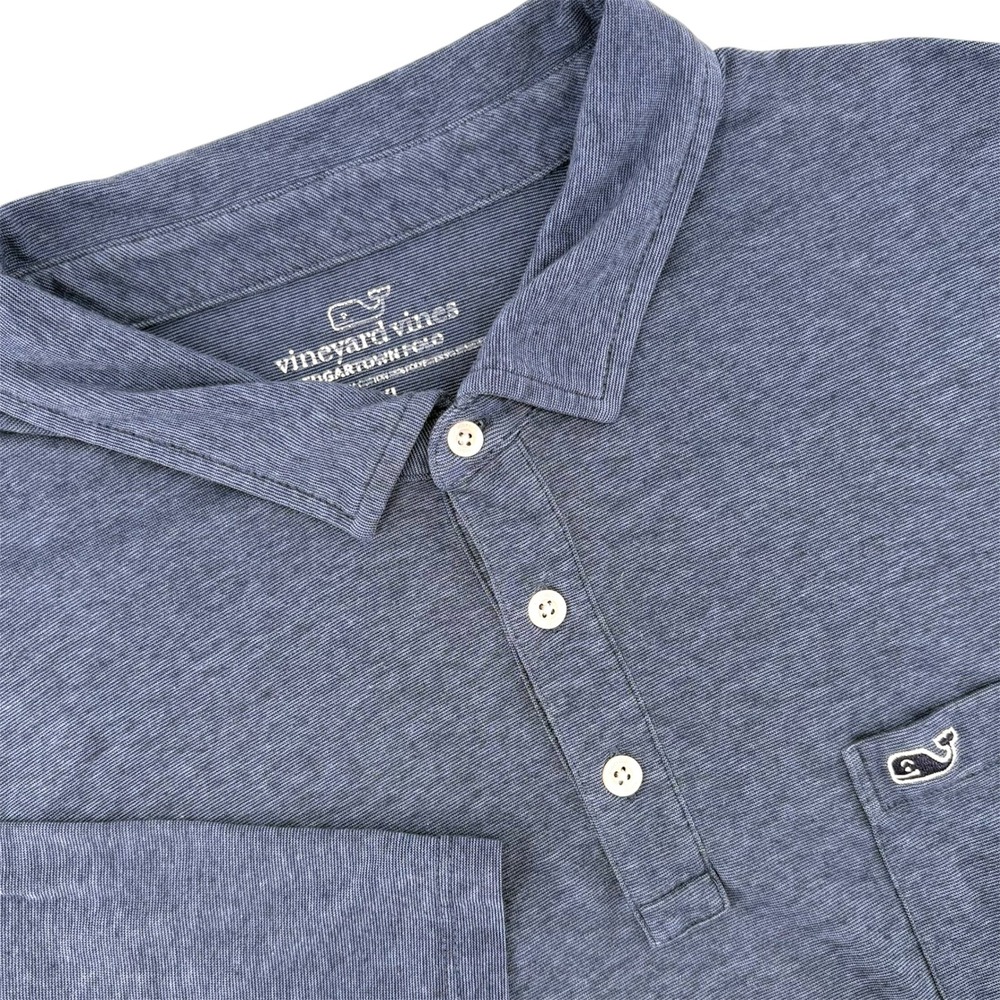 Vineyard Vines Mens Edgartown Polo Shirt Blue Heather Pima Cotton 2XL